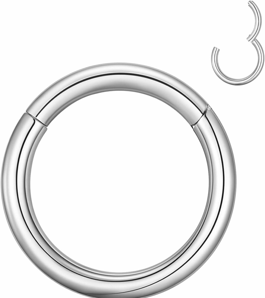 MissNity Missnity 4G 6G 8G 10G 12G Clicker Rings 316L Surgical Steel Hinged Segment Hoop For Septum And Cartilage Earlobe Piercings, Diameter 10Mm 12Mm 14Mm | Body Piercing Rings