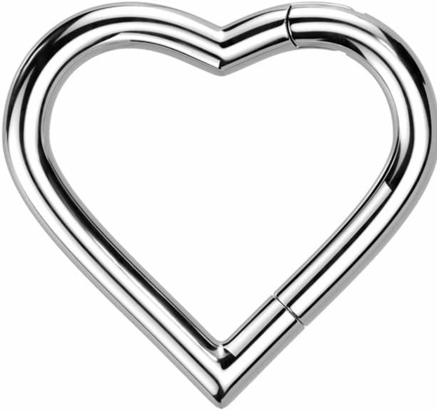 Pierced Owl Pierced Owl 18Ga F136 Implant Grade Titanium Heart Shaped Hinged Segment Ring | Body Piercing Rings