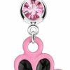 Dynamique Dynamique Paw With Black Enamel Platting And Pink Outline Dangle 316L Surgical Steel Belly Button Ring (Sold Per Piece) | Body Piercing Rings