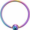 FIFTH CUE Fifth Cue 16G | 14G Colored Tension Captive Titanium Ip Over 316L Surgical Implant Grade Steel Bead Ring | Body Piercing Rings