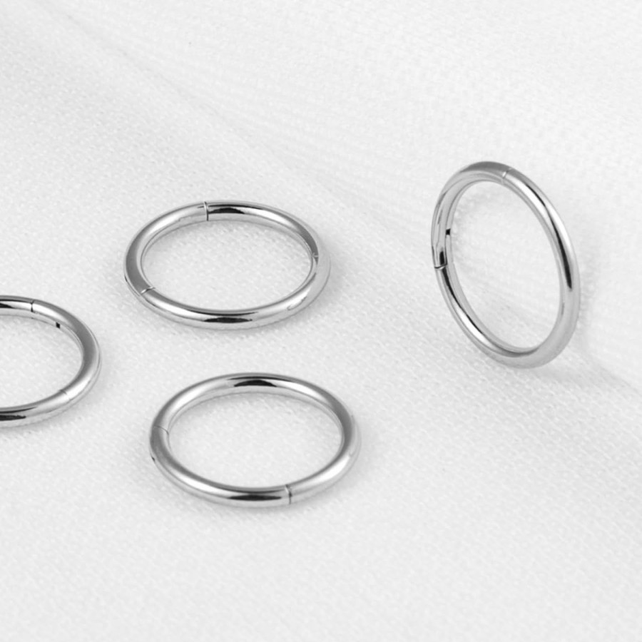 SEVEN LADY 4Pcs 16G 18G 20G Surgical-Steel-Piercing-Ring-Nose-Rings-Hinged-Hoop-Earrings,6Mm 8Mm 10Mm 12Mm Seamless Stainless Steel Clicker Eyebrow Septum Piercing Hoop,Sliver Black Gold Rose Gold Rainbow Body Jewelry Set | Body Piercing Rings