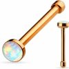 Amelia Fashion Amelia Fashion 20 Gauge Rose Gold White Opal Nose Bone Ring Stud 316L Surgical Steel | Body Piercing Rings