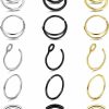 ORAZIO Orazio Nose Rings Hoops For Women Surgical Steel Double Hoop Nose Ring 20 Gauge Spiral Nose Ring Gold Black Nose Piercing Jewelry | Body Piercing Rings