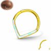 BodyBonita Bodybonita Opal 16G Septum Rings Teardrop - 316L Surgical Steel Hinged Nose Rings Hoops Septum Clicker Hypoallergenic Conch Helix Piercing Jewelry Daith Cartilage Earring Pink/Blue/White Opal-10Mm/8Mm Silver/Gold Plated | Body Piercing Rings