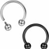 MILACOLATO Milacolato 16G Septum Rings For Women Men | Implant Grade G23 Titanium Septum Ring | Internally Threaded Horseshoe Circular Barbell Piercing Jewelry For Nose Lip Tragus Eyebrow Helix Daith | 2Pcs | Body Piercing Rings