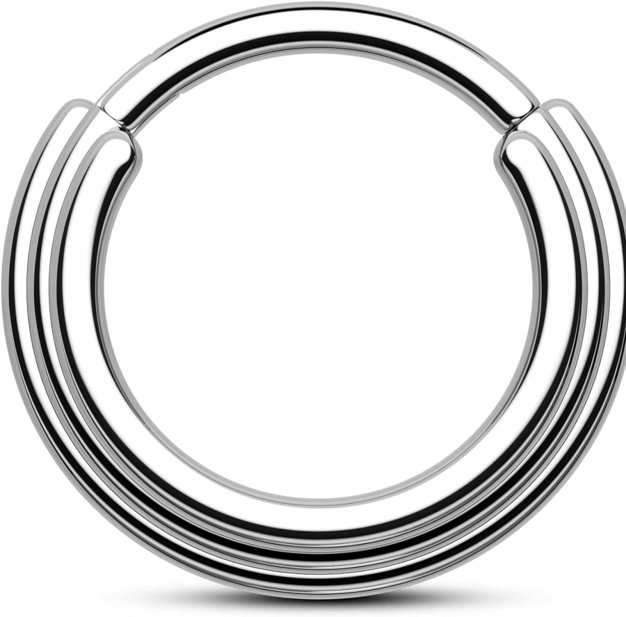 Mooncrush Jewelry Mooncrush Jewelry G23 Solid Titanium Septum Rings 16G Silver Septum Nose Rings Minimalist Daith Helix Hoop Earrings Stacked Daith Helix Piercing Jewelry Hypoallergenic | Body Piercing Rings