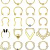 SAILIMUE Sailimue 20 Pcs 16G Septum Rings For Women Men Hypoallergenic Surgical Steel Dangle Clicker Nose Rings Hoop Cz Horseshoe Lip Rings Helix Daith Cartilage Piercing Septum Jewelry | Body Piercing Rings