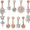 JDXN Jdxn 6-8Pcs 14G Stainless Steel Belly Button Rings Cz Pineapple Dangling Dangle Navel Ring Body Piercing | Body Piercing Rings