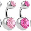 bodyjewellery Bodyjewellery 4Pcs 14G Short Belly Button Rings Navel Jewelry Surgical Steel Crystals Bars Non Dangle Banana Piercing Studs | Body Piercing Rings