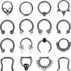 Helicopchain Helicopchain 16Pcs Septum Rings 16G Stainless Steel Horseshoe Septum Rings For Women Men Cz Butterfly Cartilage Helix Tragus Hoop Daith Earrings Hoop Nose Rings Septum Clicker Piercing Jewelry 8Mm | Body Piercing Rings