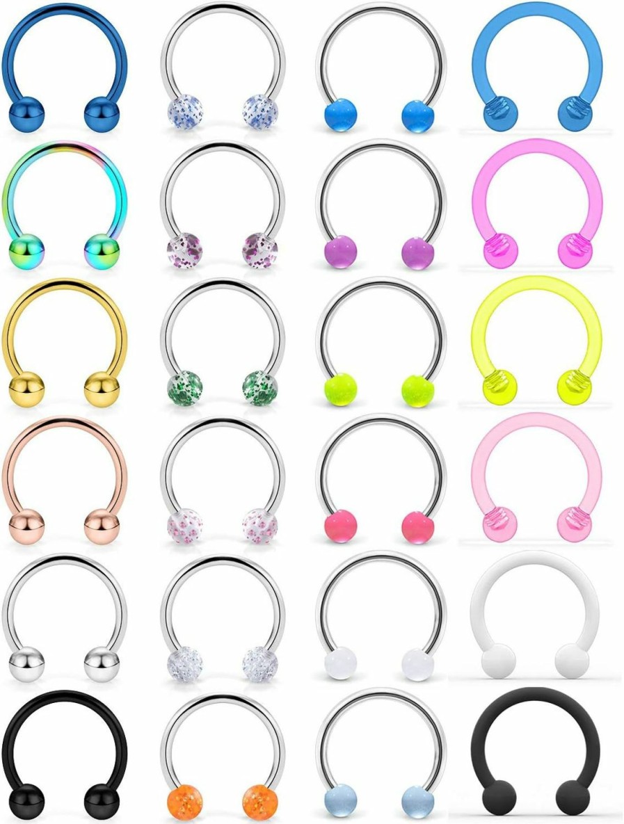 Cisyozi Cisyozi 16G 14G Surgical Steel Horseshoe Nose Septum Rings Piercing Jewelry Cartilage Helix Tragus Earring Hoop Lip Horseshoe Piercing Retainer For Women Men 8Mm 10Mm | Body Piercing Rings