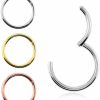 Vitaltyextracts Vitaltyextracts 3Pcs Nose Rings Hypoallergenic 316L Surgical Steel Hinged Hoop 20G Silver 18G Gold - Rose Gold Diameter 8Mm | Body Piercing Rings