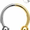 OUFER Oufer 16G Septum Rings Gold, 14K Solid Gold Septum Piercing Jewelry, Bi-Color Design Internally Thread Horseshoe Hoop Earring, Helix Daith Cartilage Conch Earrings For Women Men | Body Piercing Rings