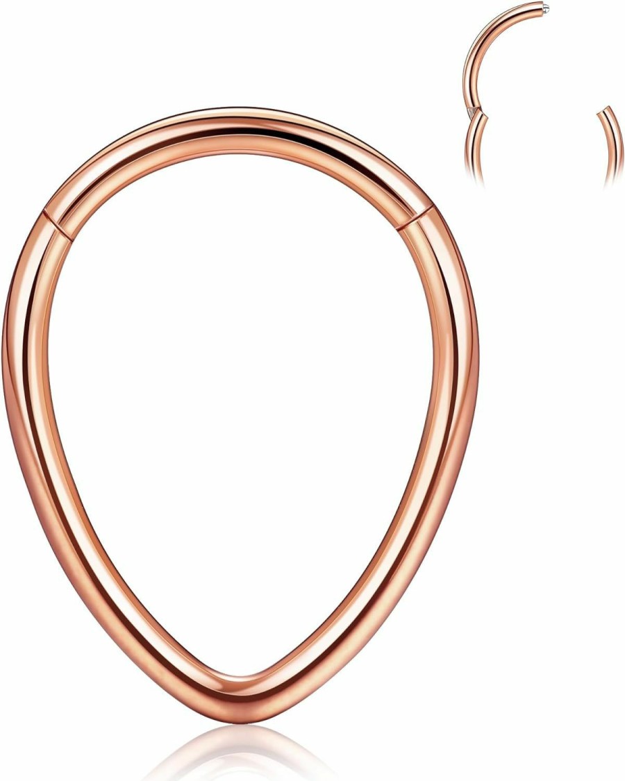 BodyBonita Bodybonita 16G Septum Rings Teardrop - 316L Surgical Steel Nose Rings Hoops Teardrop Seamless Hinged Cartilage Earrings For Women Conch Daith Piercing Jewelry Helix Rook Lip Gold/Silver/Black/Rosegold | Body Piercing Rings