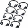 bodyjewellery Bodyjewellery 8Pcs 16G Horseshoe Ring Circular Barbell Cartilage Hoop Septum Nose Lip Eyebrow Spider Bite Tragus Black Spike Ear Pick Size | Body Piercing Rings