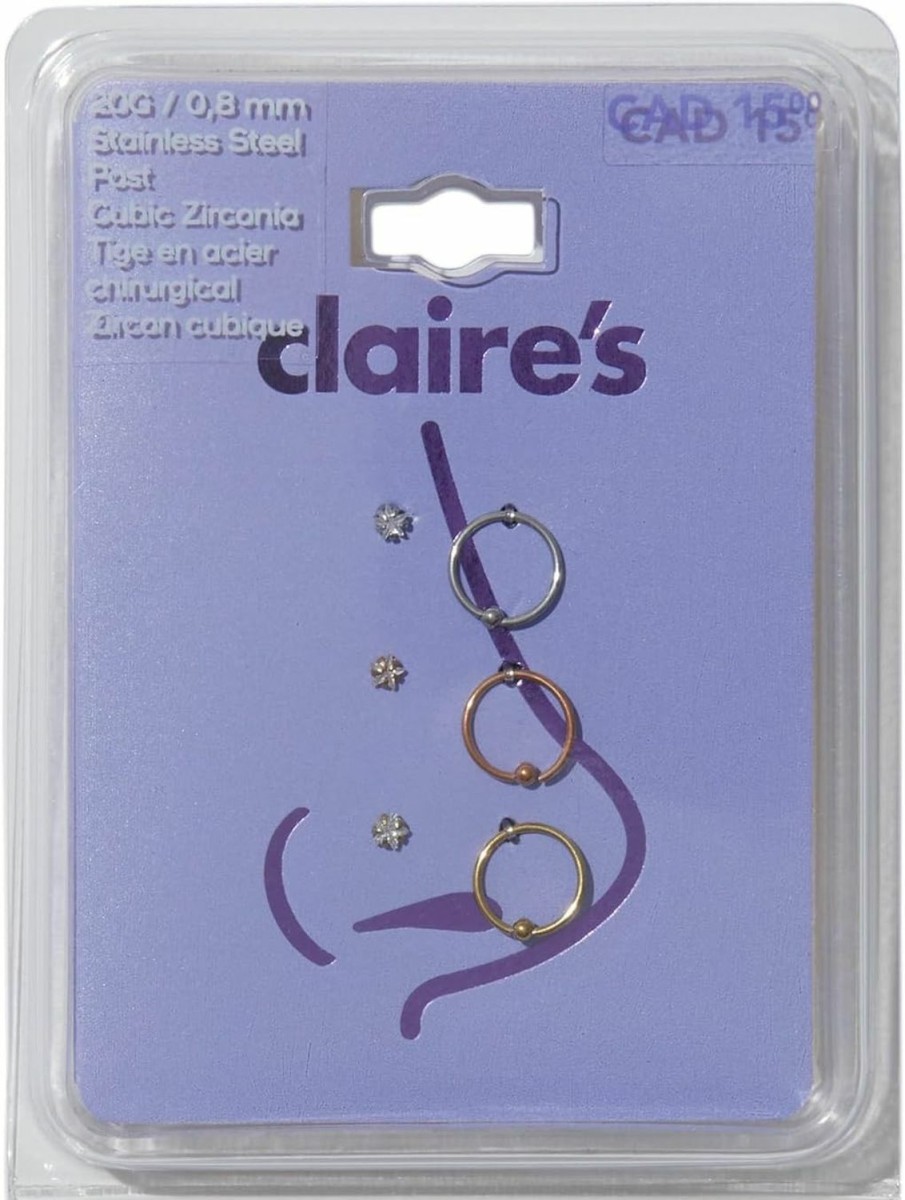 Claire's Claire'S Nose Ring Studs & Hoops Hypoallergenic Nose Piercings Exclusive Stud & Hoop Nose Rings For Women | Body Piercing Rings