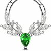 COCHARM Cocharm Christmas Flower Septum Rings 16G Silver Septum Jewelry Green Cz Helix Daith Earrings For Momen Cute Daith Piercing Jewelry Stainless Steel Hypoallergenic | Body Piercing Rings