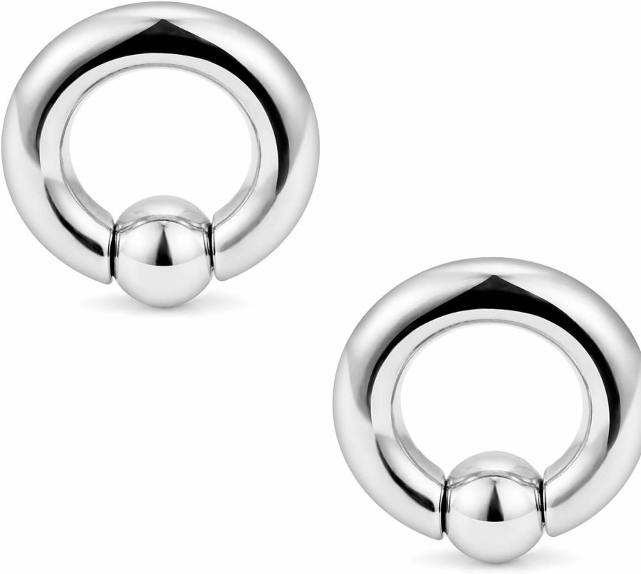 Ftovosyo Ftovosyo Pa Ring Captive Bead Rings Spring Action Bcr Ball Rings 00G 0G 2G 4G 6G 8G 10G 316L Surgical Steel Pierced Body Jewelry For Women 2Pcs 12-19Mm | Body Piercing Rings