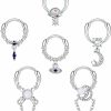 FINREZIO Finrezio 16G Septum Rings Stainless Steel Dangle Septum Jewelry With Blue Plant Clear Moon Sun Daith Cartilage Helix Tragus Earrings Nose Rings Piercing Jewelry For Women | Body Piercing Rings