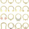 Florideco Florideco Gold Septum Rings 16G Surgical Steel Cute Septum Nose Rings Septum Piercing Butterfly Small Septum Daith Piercing Jewelry Septum Clicker 10Mm | Body Piercing Rings