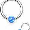 Amelia Fashion Amelia Fashion 16 Gauge Synthetic Opal Captive Bead Ring 316L Surgical Steel (Choose Color) | Body Piercing Rings