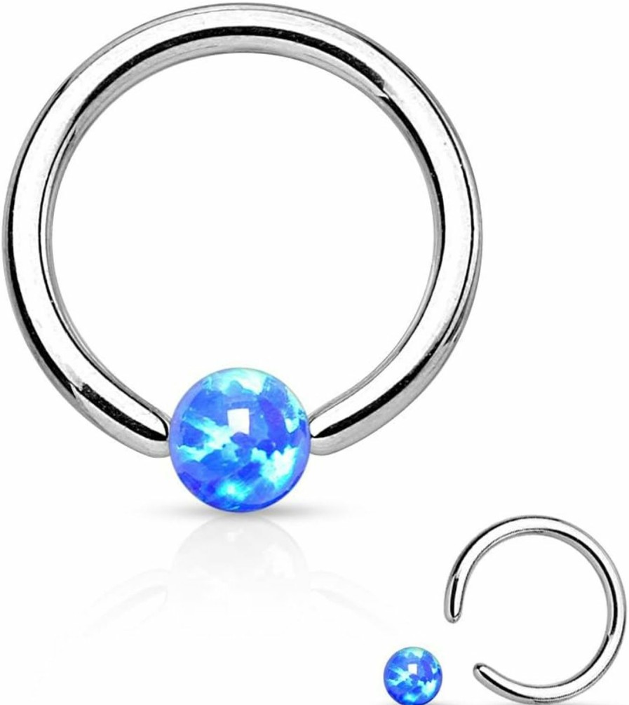 Amelia Fashion Amelia Fashion 16 Gauge Synthetic Opal Captive Bead Ring 316L Surgical Steel (Choose Color) | Body Piercing Rings