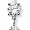 Pierced Owl Pierced Owl 14Ga 316L Stainless Steel Cz Crystal Butterfly Dangling Belly Button Ring | Body Piercing Rings