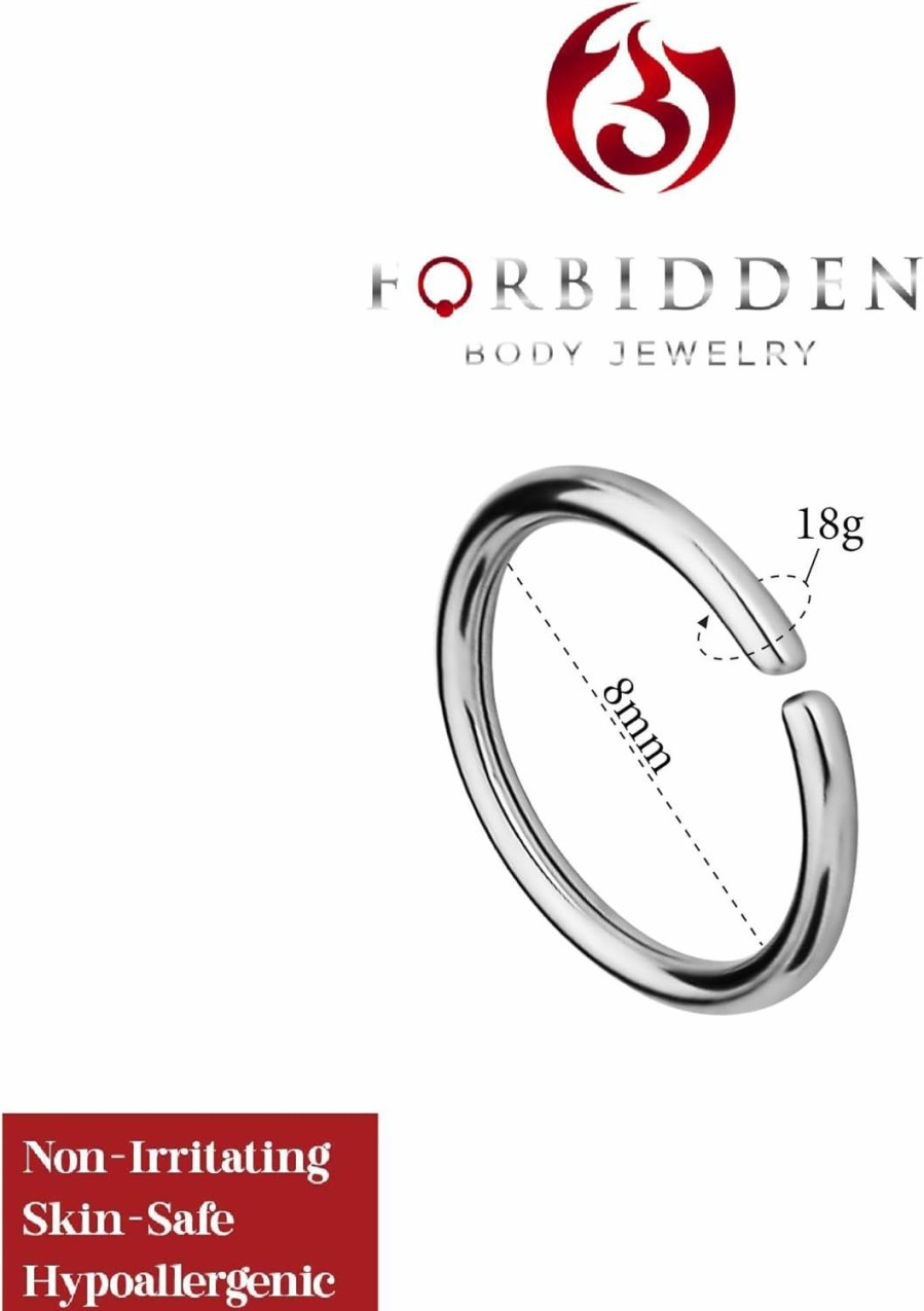 Forbidden Body Jewelry Forbidden Body Jewelry 18G -20G Surgical Steel Seamless Nose Ring Or Cartilage Hoop With Comfort Round Ends (Sold Individually) | Body Piercing Rings