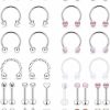 SCERRING Scerring 16G Lip Rings Stainless Steel Horseshoe Labret Monroe Lip Rings Nail Tragus Rook Helix Cartilage Earrings Studs Ring Medusa Piercing Jewelry 36Pcs | Body Piercing Rings