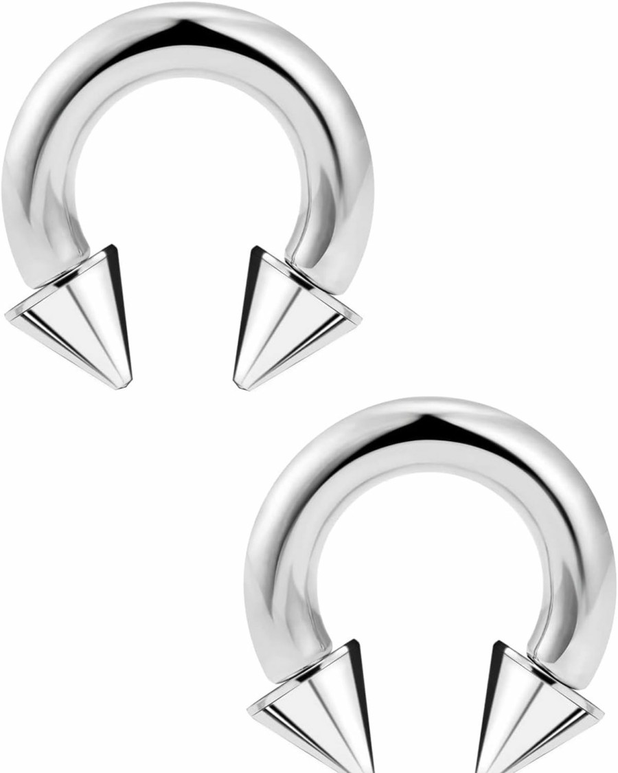 Ftovosyo Ftovosyo Pa Ring Internally Threaded Spike Circular Barbells Horseshoe Large Septum Ring Ear Gauges Earrings 2G 4G 6G 8G 10G 12Mm/16Mm 316L Surgical Steel Pierced Body Jewelry For Women Men | Body Piercing Rings