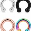 SCERRING Scerring Pa Ring Internally Threaded Circular Barbells Horseshoe Monster Screwball Rings 316L Surgical Steel Pierced Body Jewelry 2G 4G 6G 8G | Body Piercing Rings