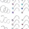 SCERRING Scerring 18 Gauge Nose Rings Hoop Stainless Steel Bone L Shaped Screw 1.5-3Mm Cz Nose Studs Cartilage Daith Tragus Ear Piercing Ring Hoop Body Jewelry Set 8-28Pcs | Body Piercing Rings