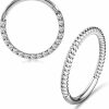 BodyBonita Bodybonita 2Pcs Clear Cz Silver Twisted Nose Rings Hoop 316L Surgical Steel Cartilage Earrings Conch Daith Helix Rook Tragus Lobe Snug Body Piercing Jewelry 18G 16G Hinged Segment Rings Lip Rings | Body Piercing Rings