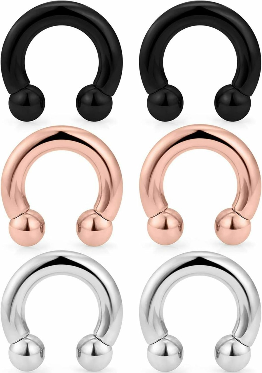 Kridzisw Kridzisw 6G 8G Septum Rings Ear Gauges Earrings 316L Surgical Steel Pa Ring Circular Internally Threaded Barbell Horseshoes Body Pierceing Jewelry For Women Men Inner Diameter 12Mm 16Mm | Body Piercing Rings