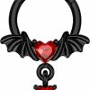 COCHARM Cocharm 16G Black Dangle Septum Rings Halloween Septum Jewelry Black Bat Wing Helix Daith Earrings For Women Heart Cz Dangling Helix Daith Piercing Jewelry 316L Stainless Steel | Body Piercing Rings