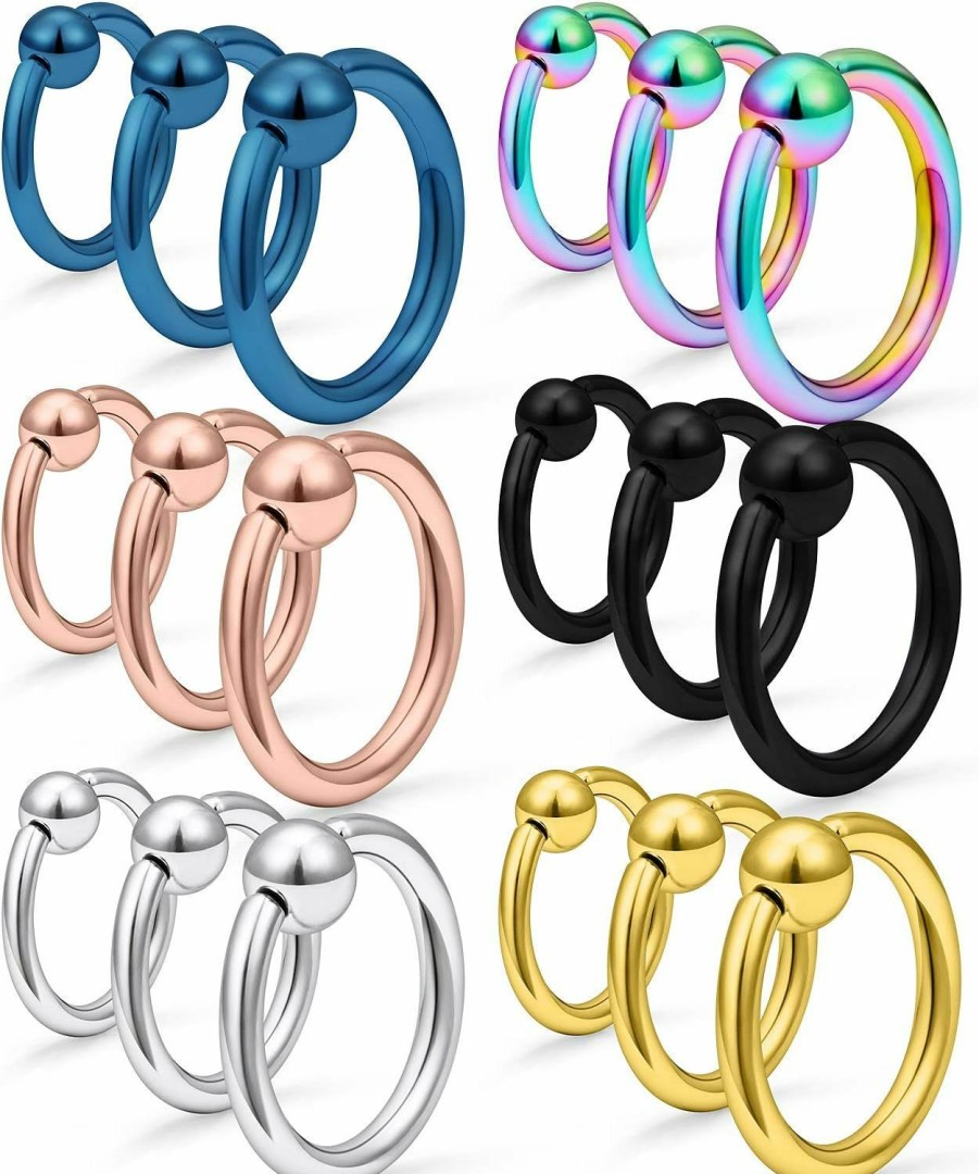 SCERRING Scerring 14G Captive Bead Piercing Ring Stainless Steel Nose Septum Tragus Helix Nipple Belly Lip Eyebrow Hoop Rings Piercing Jewelry For Women Men 8-16Mm 18-36Pcs | Body Piercing Rings