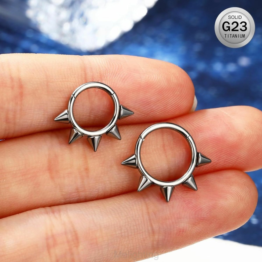 Melighting Melighting Titanium Septum Ring 16G Spike Septum Jewelry Titanium Daith Piercing Jewelry Spikecartilage Earring Tragus Piercing Jewelry For Women | Body Piercing Rings