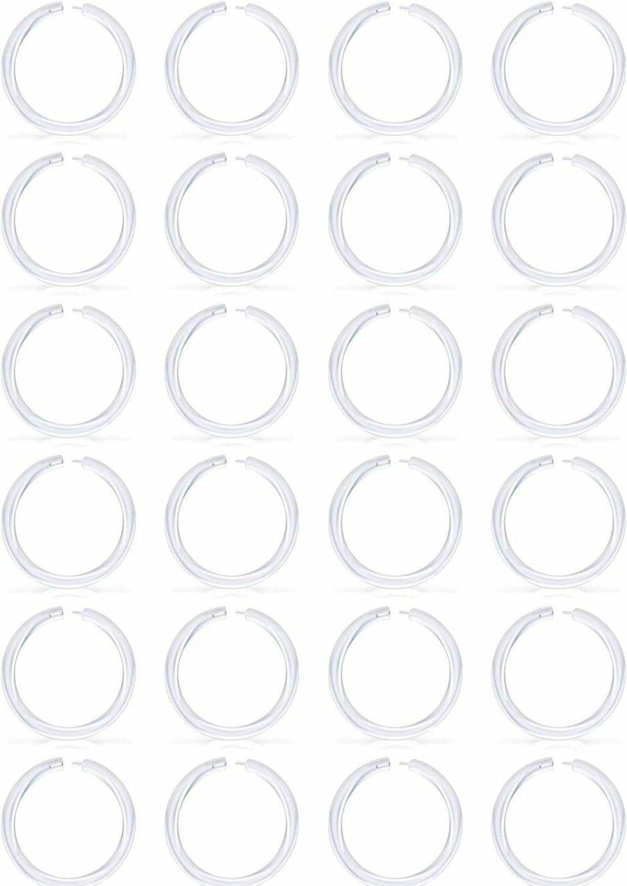 Lcolyoli Lcolyoli 24Pcs 16G Clear Septum Nose Hoop Rings Retainer Segment Ring Flexible Bioflex Tragus Helix Daith Rook Cartilage Earrings Clicker Hoop Piercing Jewelry For Women Men Dia. 6-12Mm | Body Piercing Rings