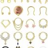 Besteel Besteel 20Pcs Gold Septum Rings 16G Small Septum Jewelry Surgical Steel Septum Clicker Dangle Nose Rings Hoops For Women Men Cute Star Bee Cz Heart Butterfly Chain Septum Rings Horseshoe Septum Piercing Jewelry 10Mm | Body Piercing Rings