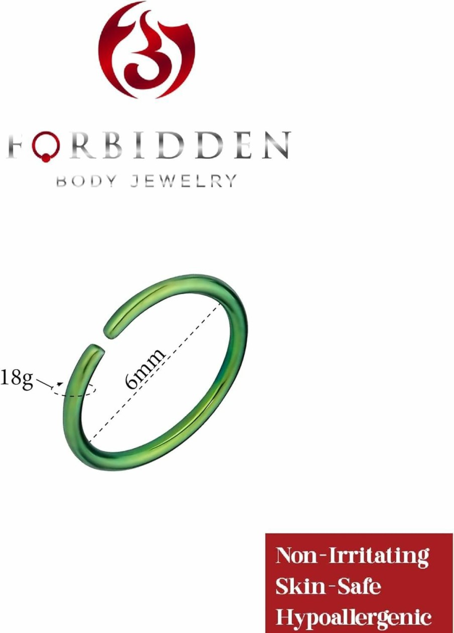 Forbidden Body Jewelry Forbidden Body Jewelry 18G Surgical Steel Ip Plated Seamless Nose Ring & Cartilage Hoop With Comfort Round Ends (Sold Individually) | Body Piercing Rings