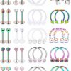 Hoeudjo Hoeudjo 16G Surgical Steel Lip Rings Clear Diamond Cz Labret Studs Tragus Horseshoe Ring Helix Hoop Earring Body Jewelry Piercing Retainer For Women Men 8Mm | Body Piercing Rings