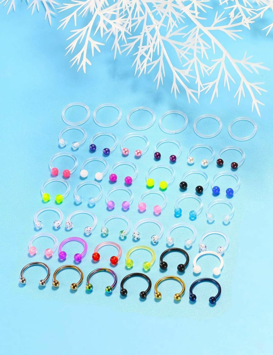 Cisyozi Cisyozi 16G Clear Plastic Septum Rings Jewelry For Surgery Horseshoes Flexible Septum Nose Eyebrow Lip Ring Ear Cartilage Helix Tragus Rook Daith Earrings Hoops Piercing Retainer For Women Men | Body Piercing Rings