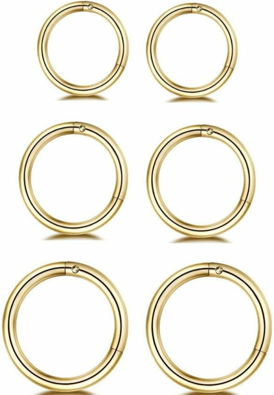 NewZenro Changgaijewelry 3Pairs Stainless Steel 16G Sleeper Tiny Hoop Earrings Septum Hinged Nose Lip Ring Cartilage Tragus Piercings 6Mm 8Mm 10Mm Set | Body Piercing Rings