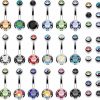 BodyJ4You Bodyj4You 18Pc Belly Button Rings Set - 14G Multicolor Surgical Stainless Steel - Shiny Cz Crystals Clear Pink Aqua Black - Replacement Extra Pack - Women Girls Body Piercing Jewelry | Body Piercing Rings