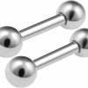 bodyjewellery Bodyjewellery 2Pcs 18G Barbell Cartilage Earring Stud Vertical Anti Tragus Triple Forward Helix Bar Steel Lobe Ball Bbdw Pick Size | Body Piercing Rings