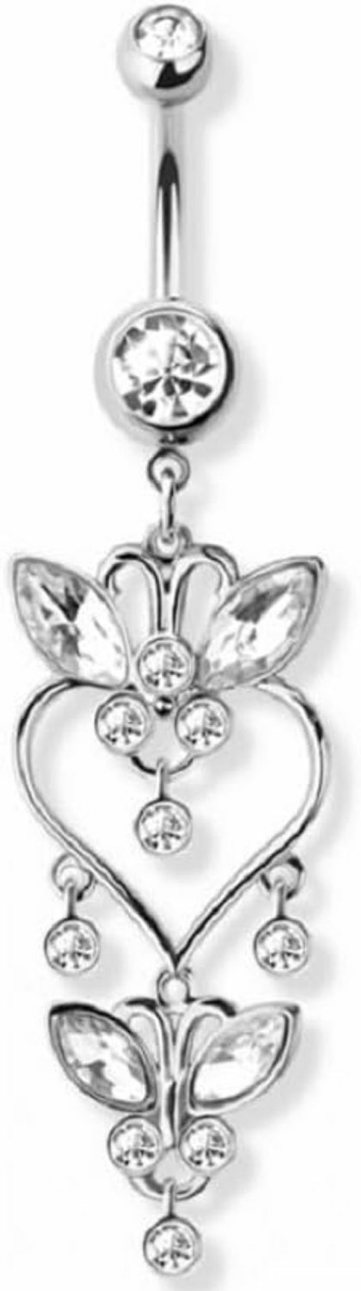 Pierced Owl Pierced Owl 14Ga 316L Stainless Steel Cz Crystal Heart Butterfly Dangling Belly Button Ring | Body Piercing Rings