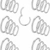 LOAYHOAY 24Pcs 16G 18G 316L Stainless Steel Cartilage Hoop Earrings For Men Women Helix Tragus Daith Lobe Hoop Sleeper Earrings Hinged Clicker Segment Nose Rings Hoop Septum Lip Ring Conch Piercing Jewelry 7Mm 8Mm 9Mm 10Mm | Body Piercing Rings