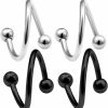 bodyjewellery Bodyjewellery 4Pcs 16G Spiral Barbell Cartilage Earring Lip Tragus Eyebrow Hoop Helix Twisted Bar Surgical Steel Studs 3Mm Balls Pick Size | Body Piercing Rings