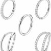 CASSIECA Cassieca 5Pcs 18G 16G Surgical Steel Nose Rings Hoop For Women Cz Clicker Hinged Septum Ring Lip Helix Cartilage Double Hoop Earring Daith Rook Conch Body Piercing Jewelry For Women 8Mm 10Mm | Body Piercing Rings