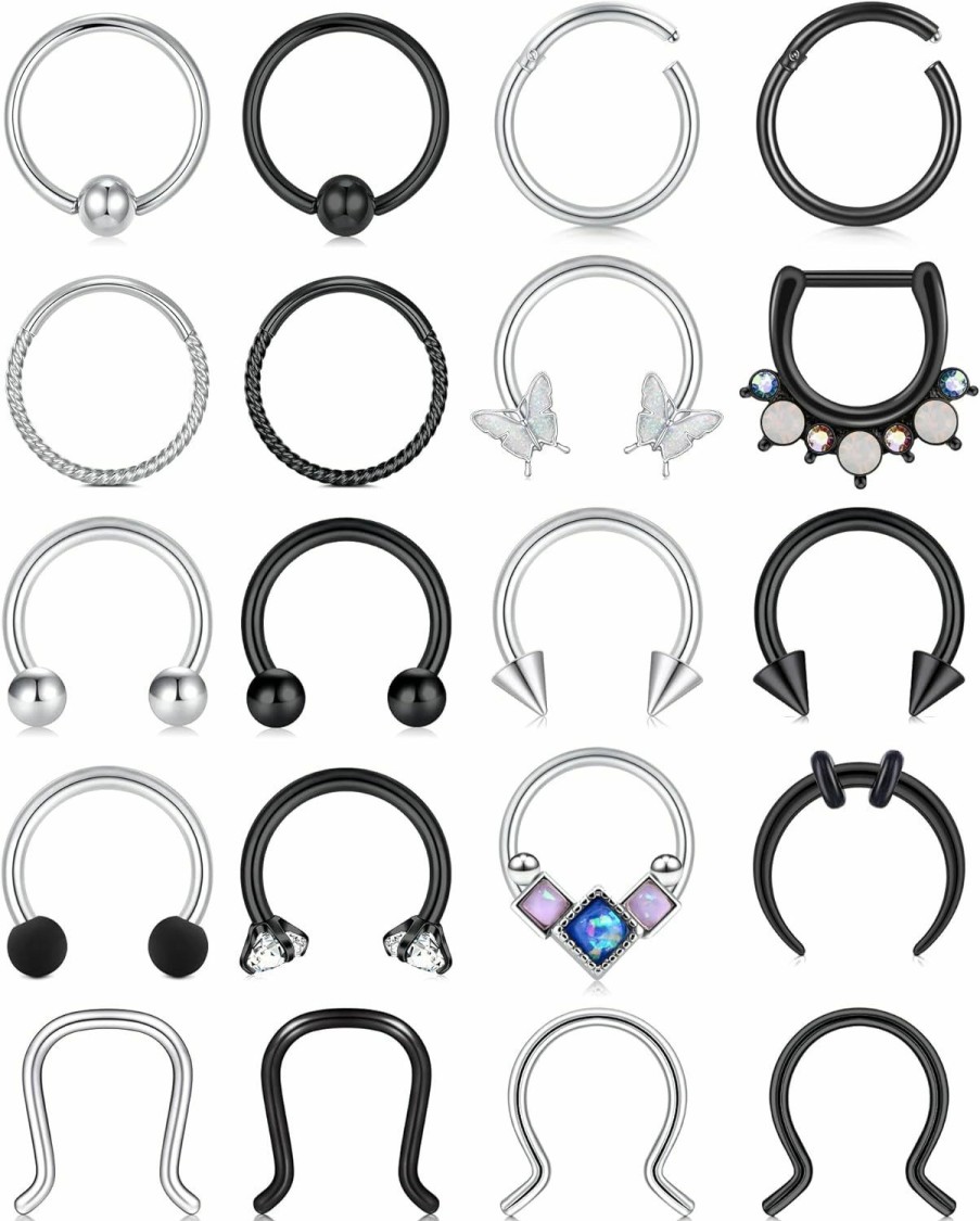 Anicina Anicina 16G Septum Rings Hoop Septum Jewelry Septum Nose Ring Horseshoe Stainless Steel Cartilage Earrings Hoop Helix Tragus Septum Piercing Jewerly | Body Piercing Rings